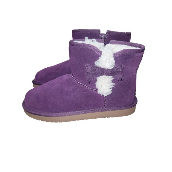 Koolarburra Ugg Women's Mini Winter Suede Fur Lined Bow Boots Gorpcore Work Warm - Picture 3 of 10